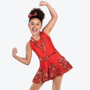 REVOLUTION Live it Up Dance Costume Red Sequin Size LC